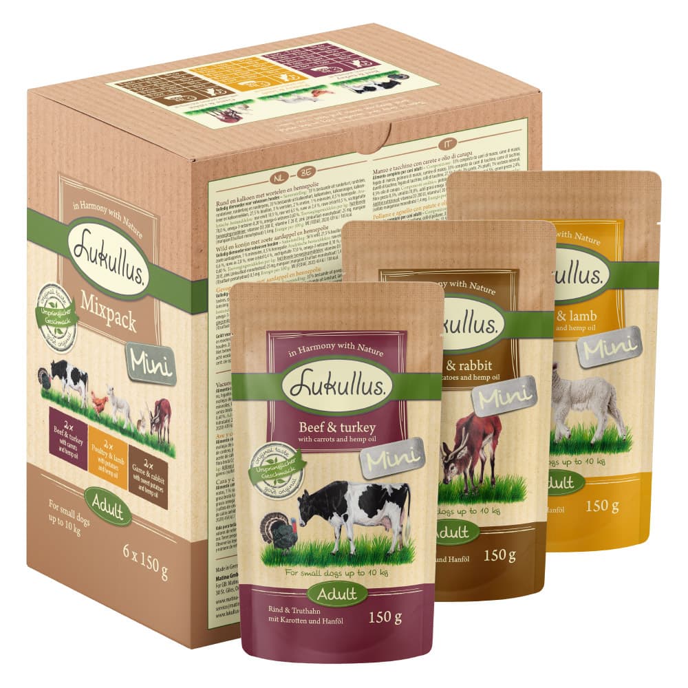 Megapakiet Lukullus Mini w saszetkach, 24 x 150 g (bez zbóż) - Mix