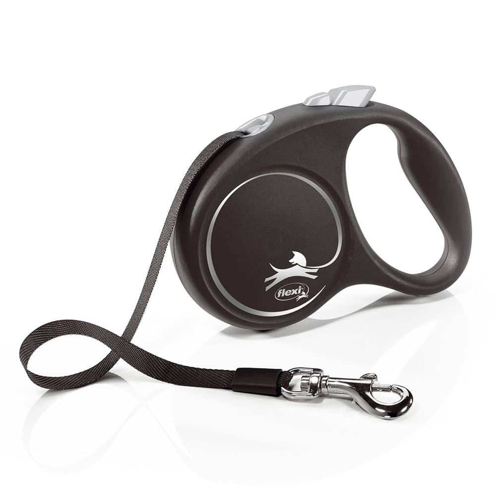 flexi Black Design smycz taśmowa, czarna, 5 m - S: do 15 kg