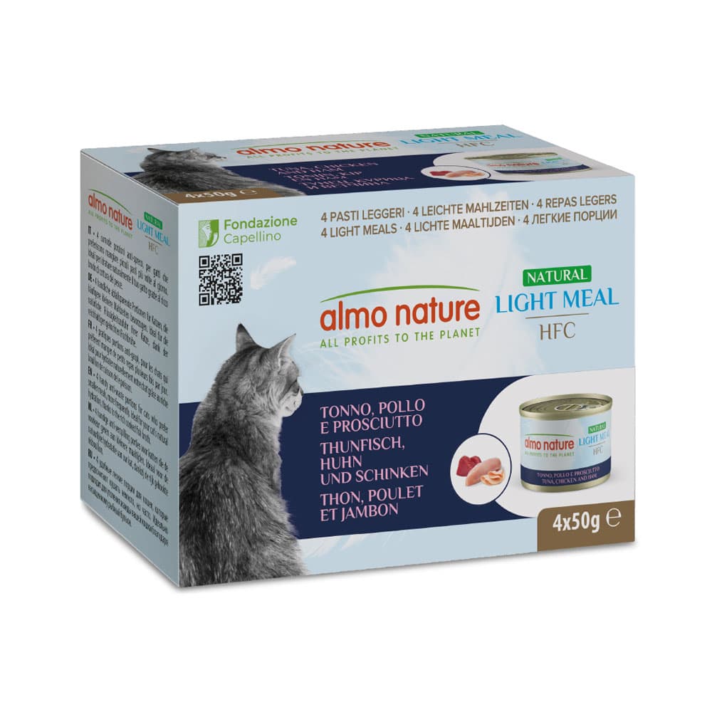 Almo Nature HFC Natural Light, 4 x 50 g - Tuńczyk, kurczak i szynka