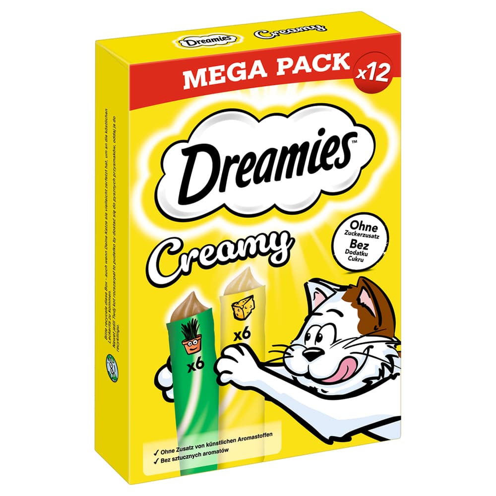Dreamies Creamy Snacks  - Kocimiętka i ser (12 x 10 g)