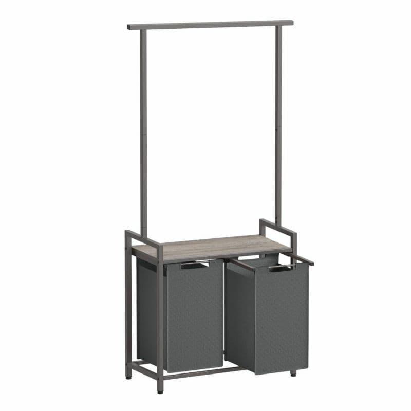 Kosz na pranie Songmics 2-komorowy z wieszakiem 73x33x177 cm 1 szt.