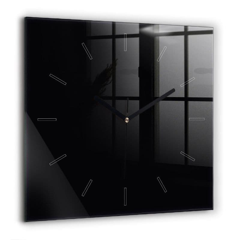 Zegar szklany czarne wskazówki Wallfluent 60x60 cm Czarny 1 szt.