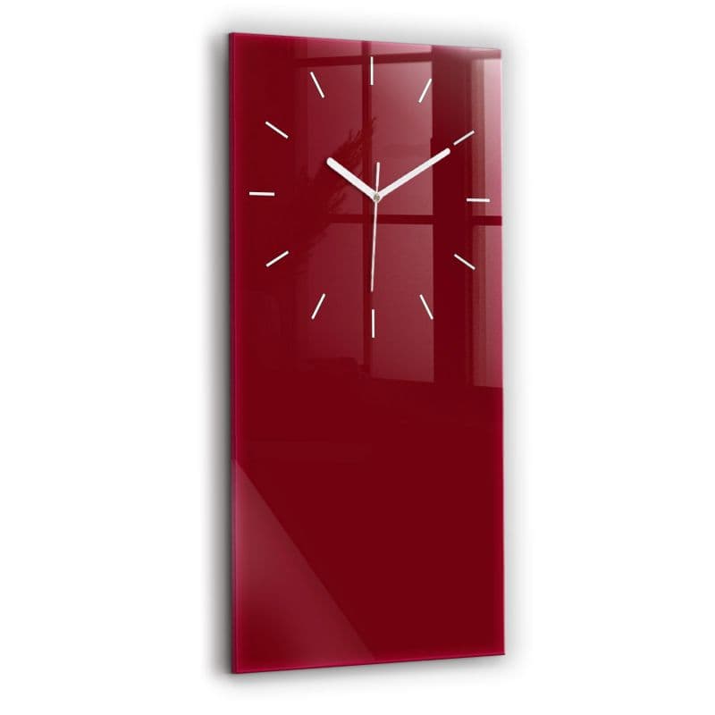 Zegar szklany białe wskazówki Wallfluent 30x60 cm Kolor burgundowy 1 szt.