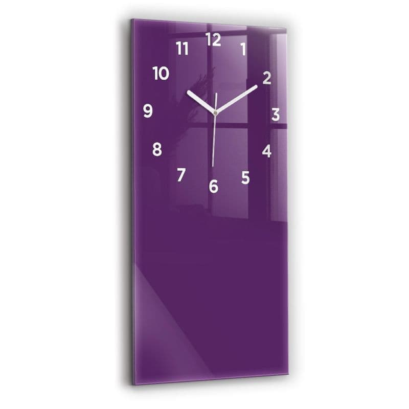 Zegar z białymi wskazówkami Wallfluent 30x60 cm Kolor fioletowy Szklany 1 szt.
