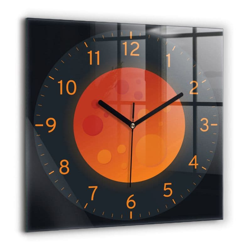 Zegar szklany czarne wskazówki Wallfluent 60x60 cm Księżyc w pełni 1 szt.