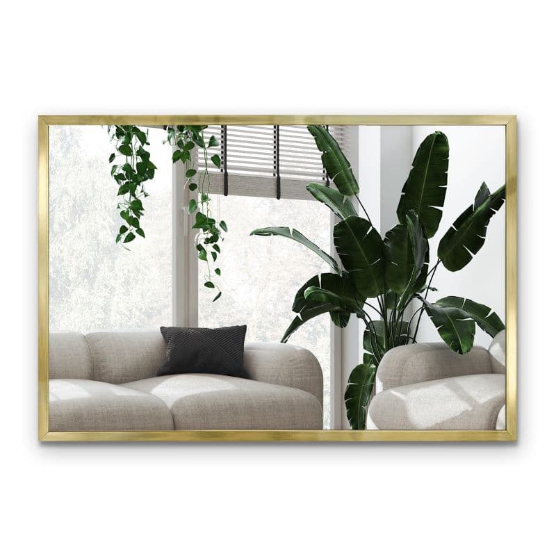 Lustro prostokątne do przedpokoju Wallfluent 60 x 40 cm Pion Poziom Złota Rama 1 szt.