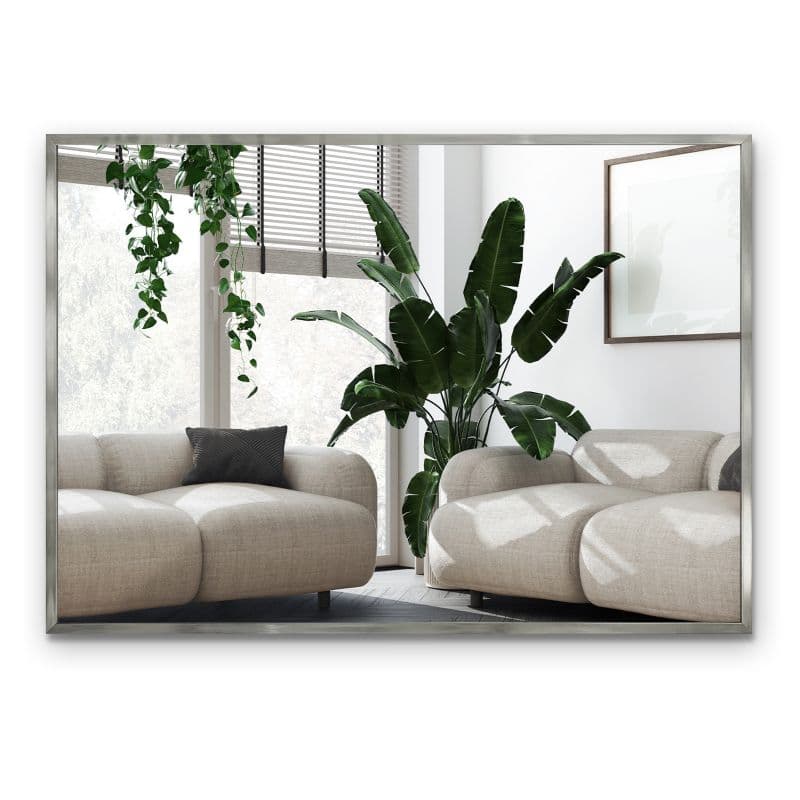 Nowoczesne lustro w srebrnej ramie Wallfluent 100 x 70 cm Styl Loft 1 szt.