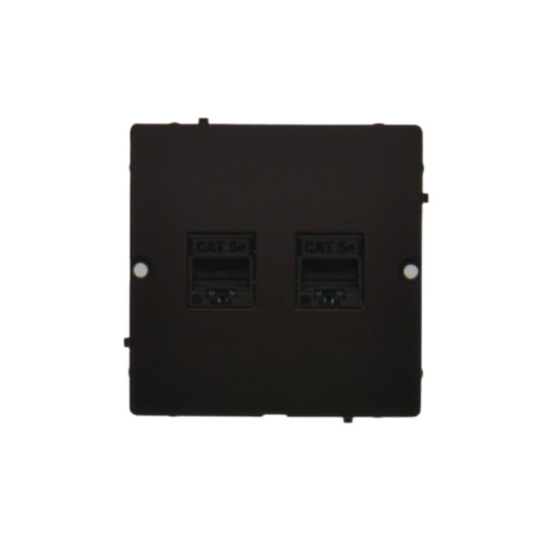 Gniazdo Simon Basic Komputerowe Podwójne Rj45 Kat.5E Podtynkowe Czarny Mat 1 szt.