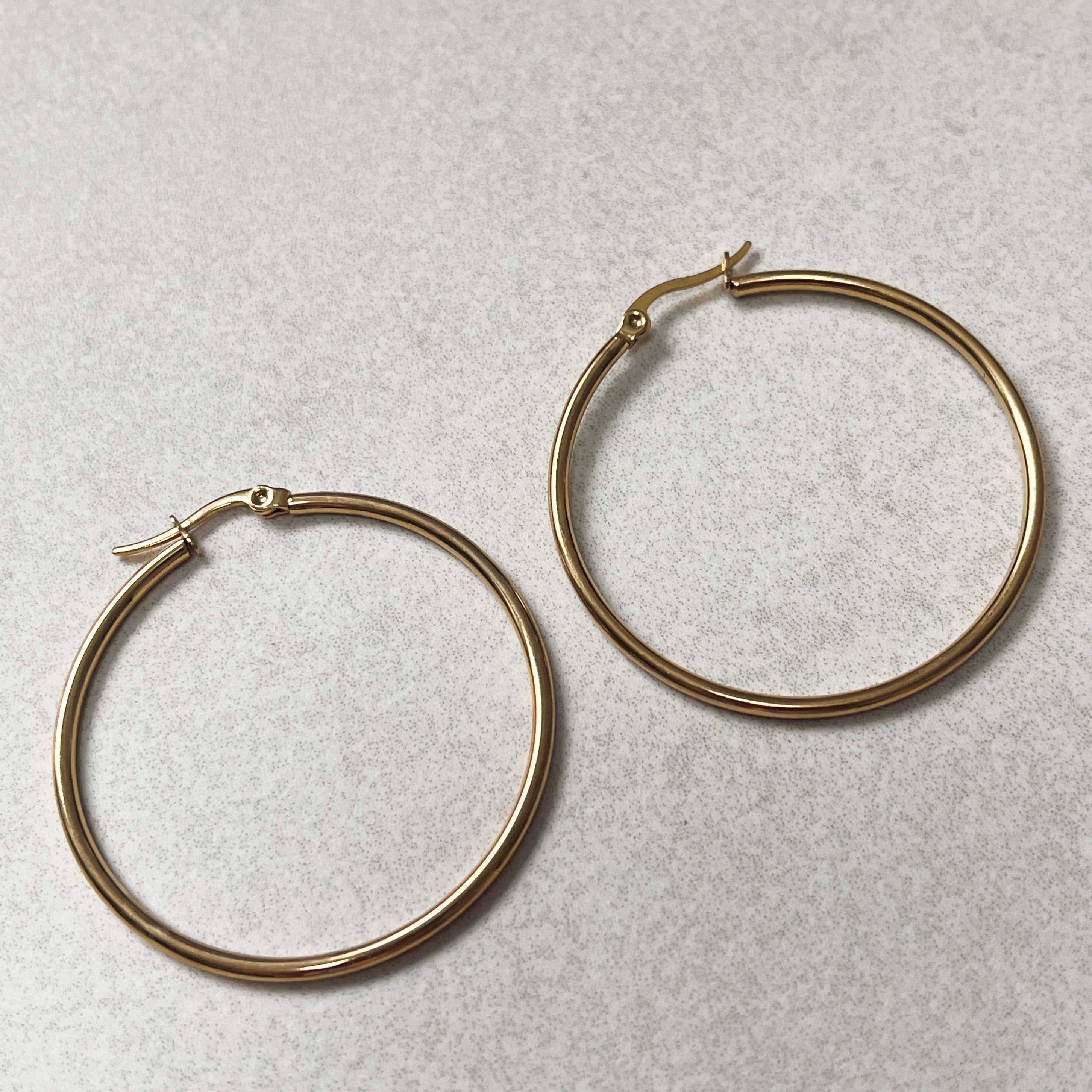 Kolczyki złote damskie koła duże 5.3 cm stal chirurgiczna