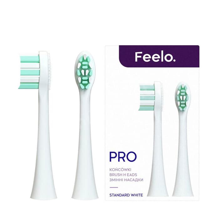 FEELO PRO końcówki WHITE STANDART do szczoteczki sonicznej PRO/PRO PREMIUM, 2 szt.