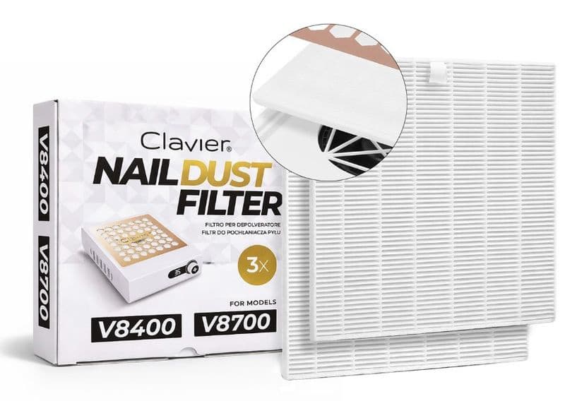 CLAVIER Filtry do pochłaniacza pyłu V8400/V8700, 3 szt