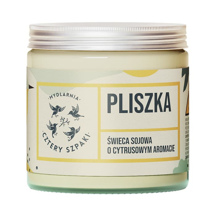 4 Szpaki Pliszka naturalna świeca sojowa cytrusowa