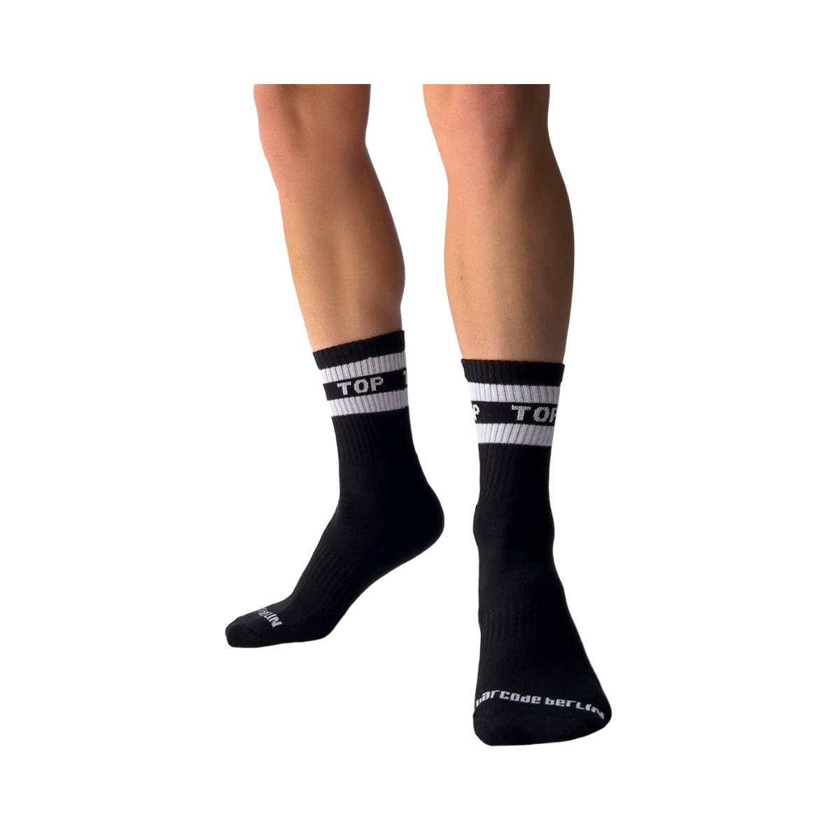 Top Black-White Fetish Half Socks Barcode Berlin