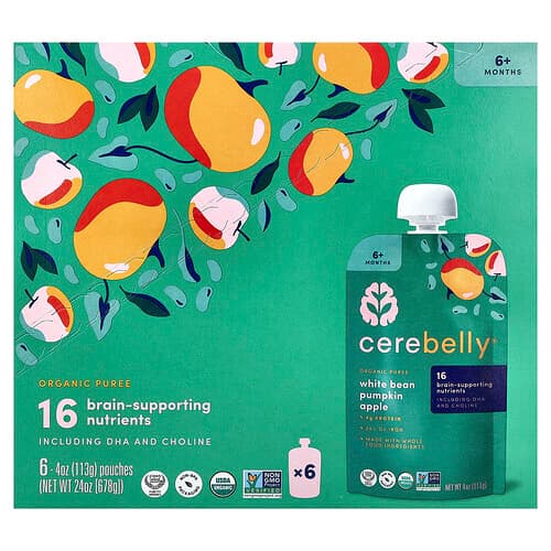 Cerebelly  Organiczny przecier  biała fasola  dynia  jabłko  6 torebek po 113 g