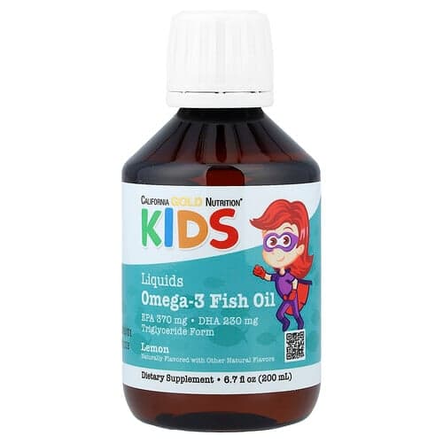 California Gold Nutrition  Tran norweski z omega-3 dla dzieci  naturalny smak cytrynowy  200 ml