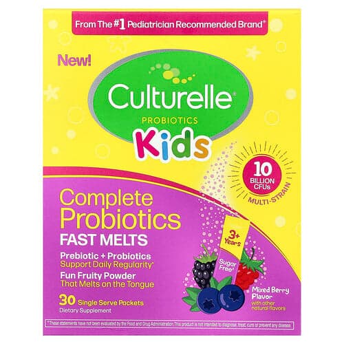 Culturelle  Dzieci  kompletne probiotyki szybko rozpuszczające się  powyżej 3. roku życia  mieszane owoce  30 saszetek  po 1 4 g