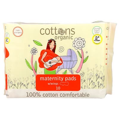 Cottons  100% bawełna wygodne podpaski macierzyńskie ze skrzydełkami  mocne  bezzapachowe  10 podpasek