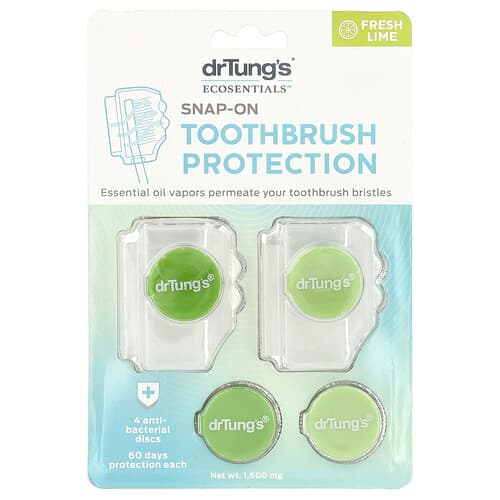 Dr. Tung's  Ecosentials™  nakładana ochrona szczoteczki do zębów  świeże limonkowe  4 sztuki