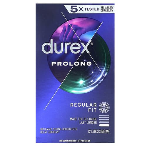 Durex  Prolong  o regularnym kroju  12 prezerwatyw lateksowych