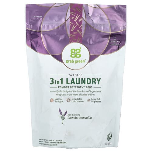 Grab Green  Kapsułki do prania 3 w 1  lawenda z wanilią  24 pranie  384 g