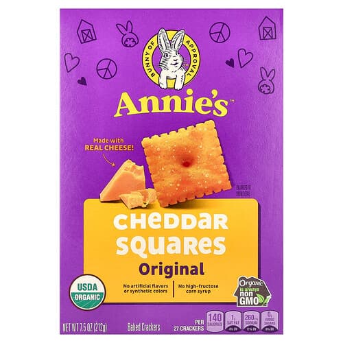 Annie's Homegrown  Organiczne kwadraciki z serem cheddar  oryginalne  213 g