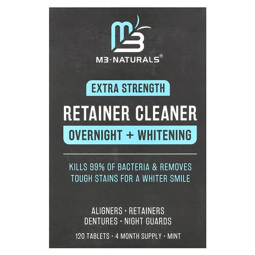 M3  Retainer Cleaner  na noc + wybielanie  zwiększona siła działania  mięta  120 tabletek