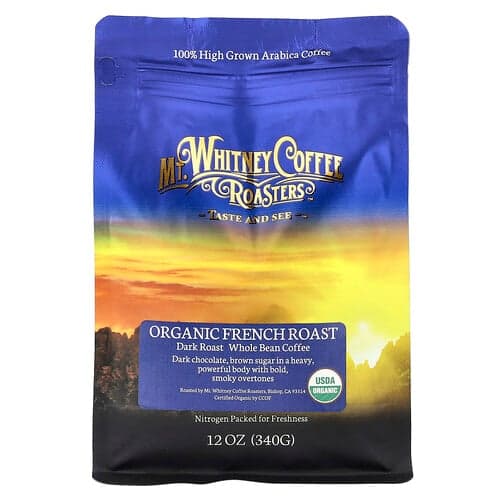 Mt. Whitney Coffee Roasters  Organiczna kawa ziarnista French Roast  ciemno palona  340 g