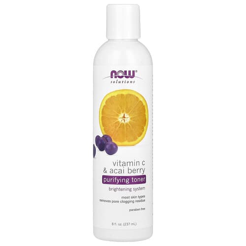 NOW Foods  Solutions  tonik oczyszczający  witamina C i jagody acai  237 ml