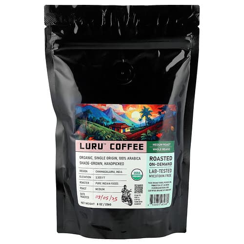 Pure Indian Foods  Kawa Luru™  całe ziarna  średnio palona  226 g