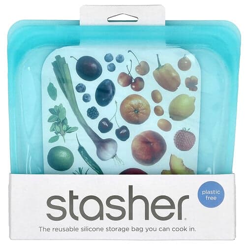 Stasher  Silikonowa torebka na żywność wielokrotnego użytku  rozmiar kanapki  morska  450 ml