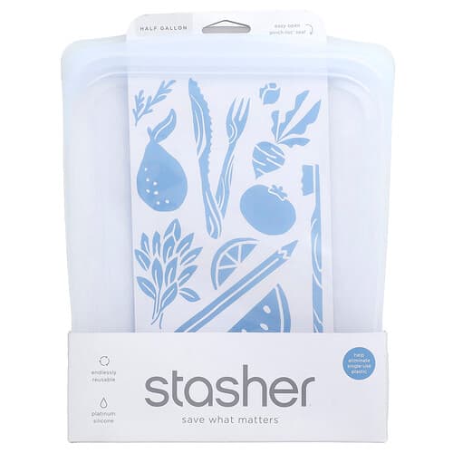 Stasher  Silikonowa torebka na żywność wielokrotnego użytku  1 89 l  przezroczysta  64 fl oz