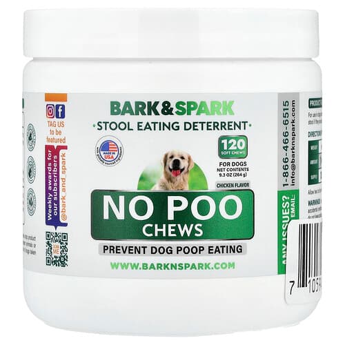 Bark&Spark  Przysmaki do żucia nopoo  dla psów  kurczak  120 miękkich kawałków żucia  264 g