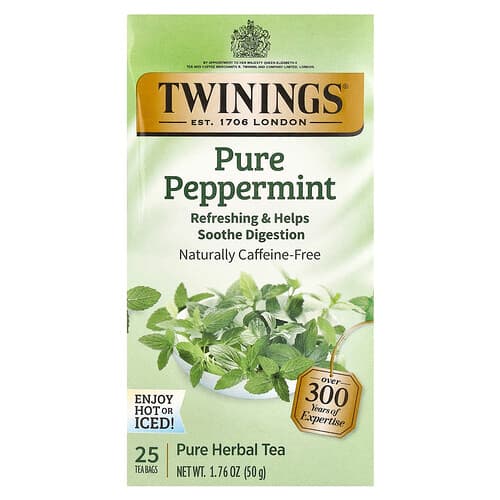 Twinings  Pure Herbal Tea  czysta mięta pieprzowa  bez kofeiny  25 torebek  50 g