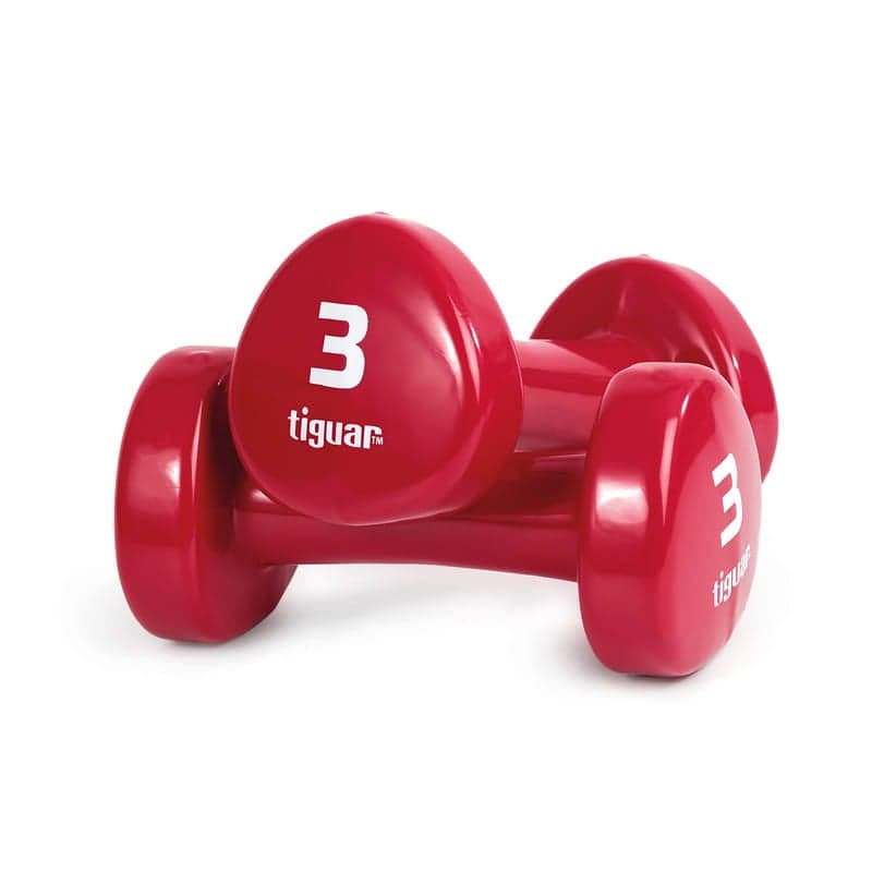 TIGUAR hantle do ćwiczeń fitness ciężarki 2x3kg zestaw czerwony