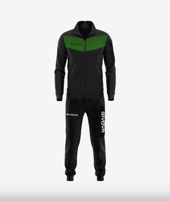 GIVOVA dres sportowy męski komplet bluza i spodnie Triacetato czarny/zielony (M)