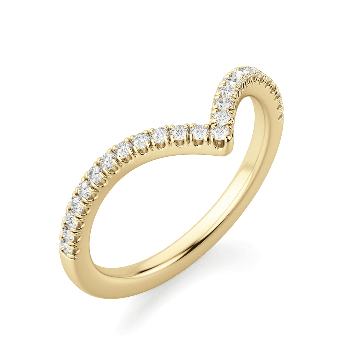 Obrączka Ślubna Luxe Chevron Accented Laboratoryjny Diament 585 Żółte Złoto (14K)