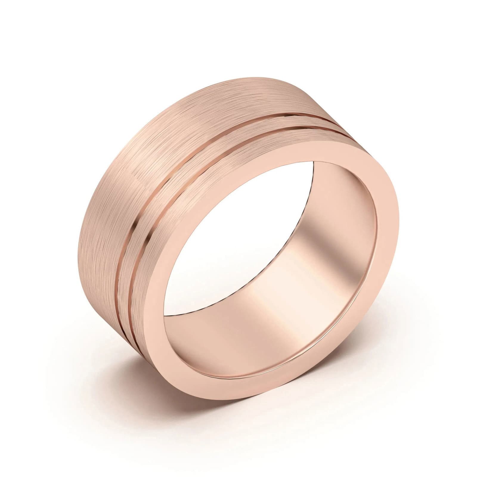 Double Lined Flat Obrączka Ślubna 585 Różowe Złoto (14K) 8 MM