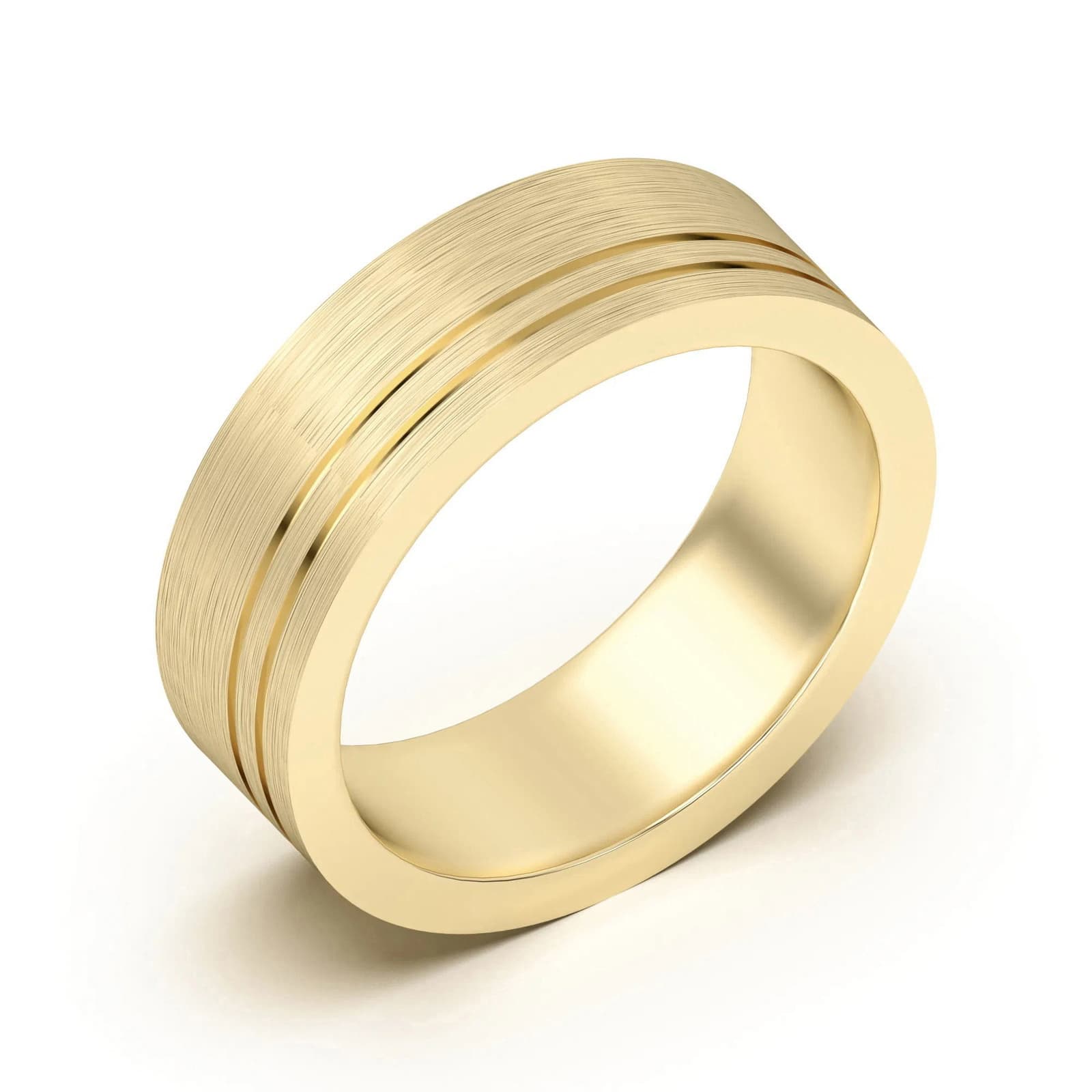Double Lined Flat Obrączka Ślubna 585 Żółte Złoto (14K) 6 MM