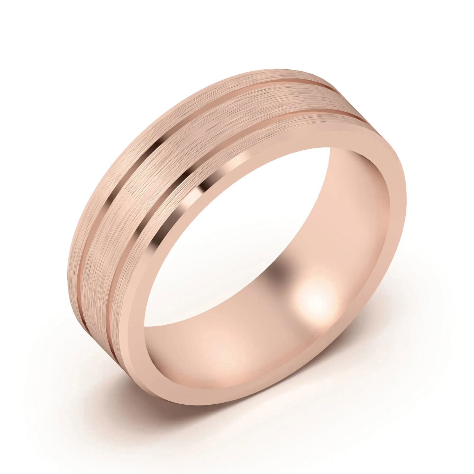 Klasyczna Double Channel Satenowa Finish Obrączka Ślubna 6 MM 585 Różowe Złoto (14K)