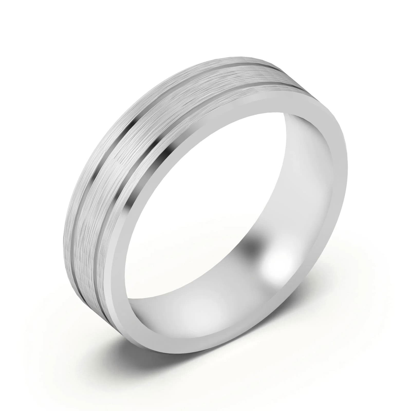 Klasyczna Double Channel Satenowa Finish Obrączka Ślubna 5 MM 585 Białe Złoto (14K)