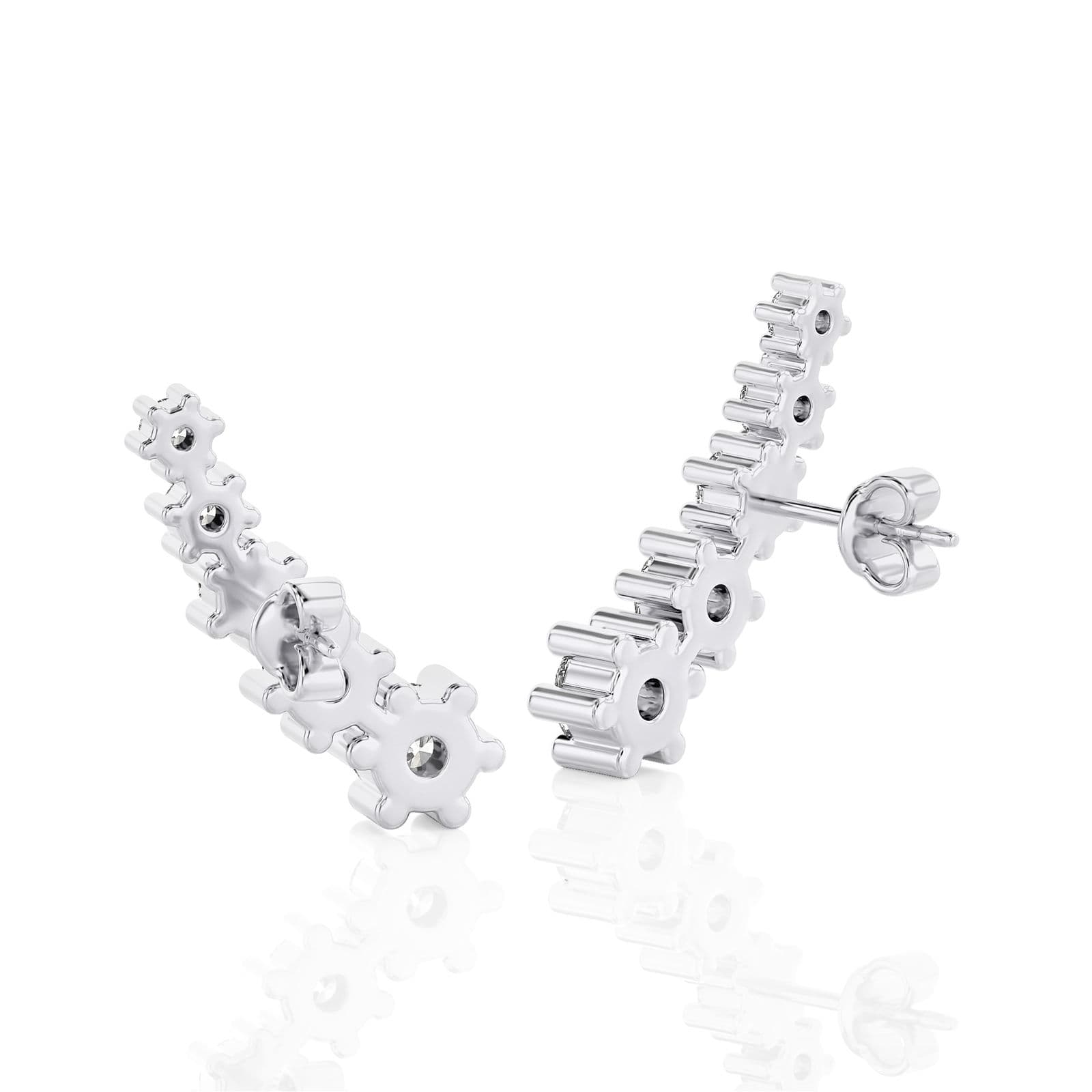 Kolczyki Climber a Crawler Diament Laboratoryjny 585 Białe Złoto (14K) view 2
