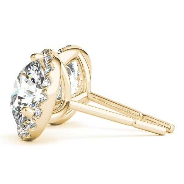 Okrągłe Halo Kolczyki Sztyfty 2.73 krt Laboratoryjny Diament 750 Żółte Złoto (18K) view 2