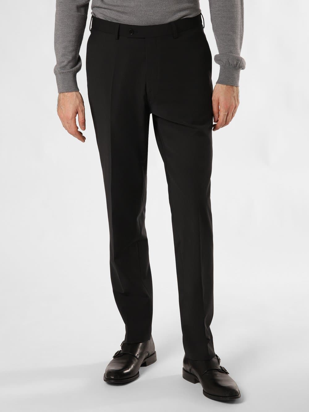 Finshley & Harding Spodnie - Carter Mężczyźni Regular Fit Wełna czarny, 25