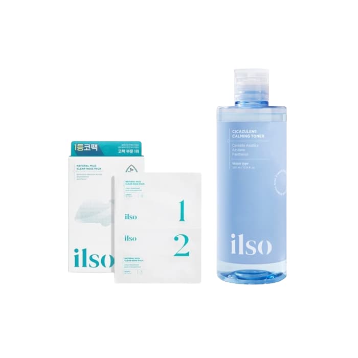 ILSO - Natural Mild Clear Nose Patch - 5szt. + Cicazulene Calming Toner - 300ml Set