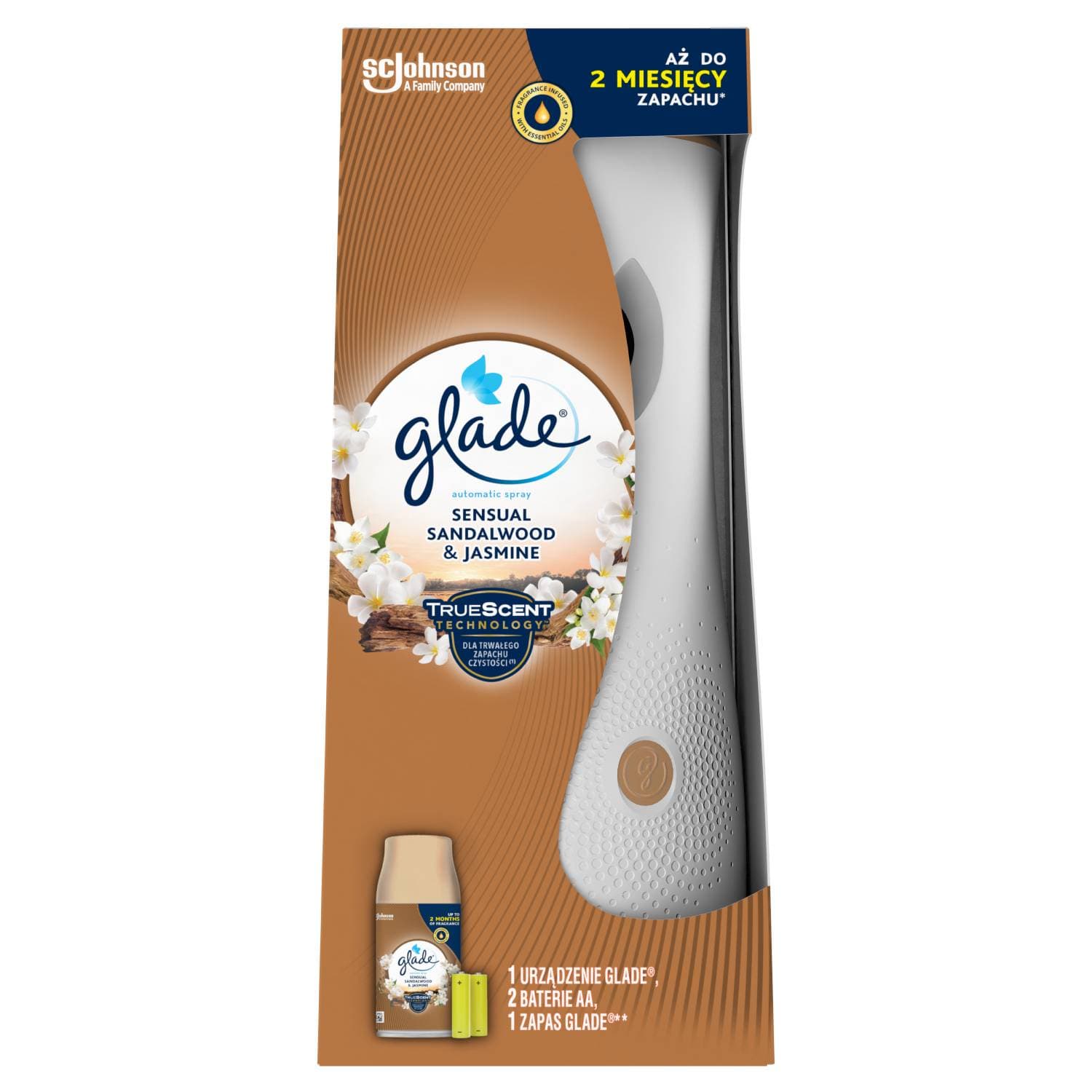 Automatyczny odświeżacz powietrza Glade Automatic Spray z wkładem jaśmin i drzewo sandałowe
