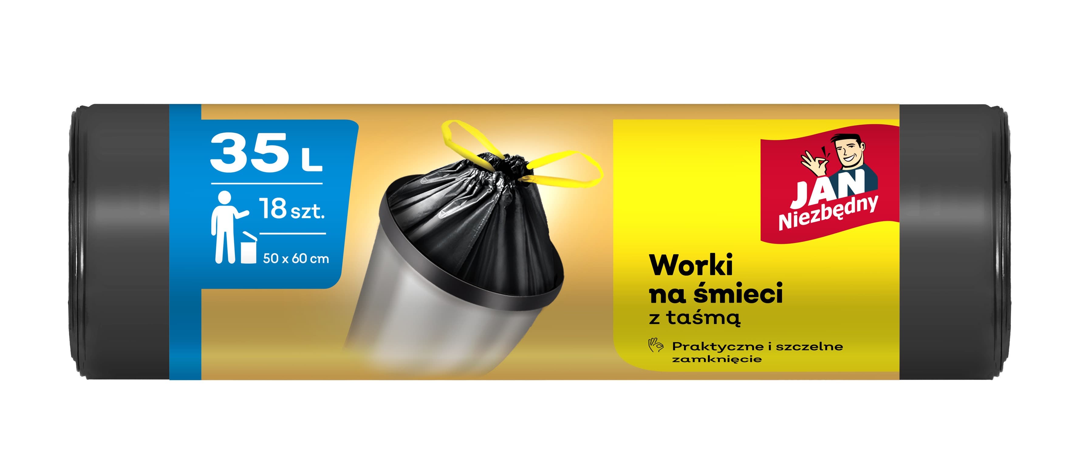 Worki na śmieci z taśmą Jan Niezbędny 35l 18 sztuk