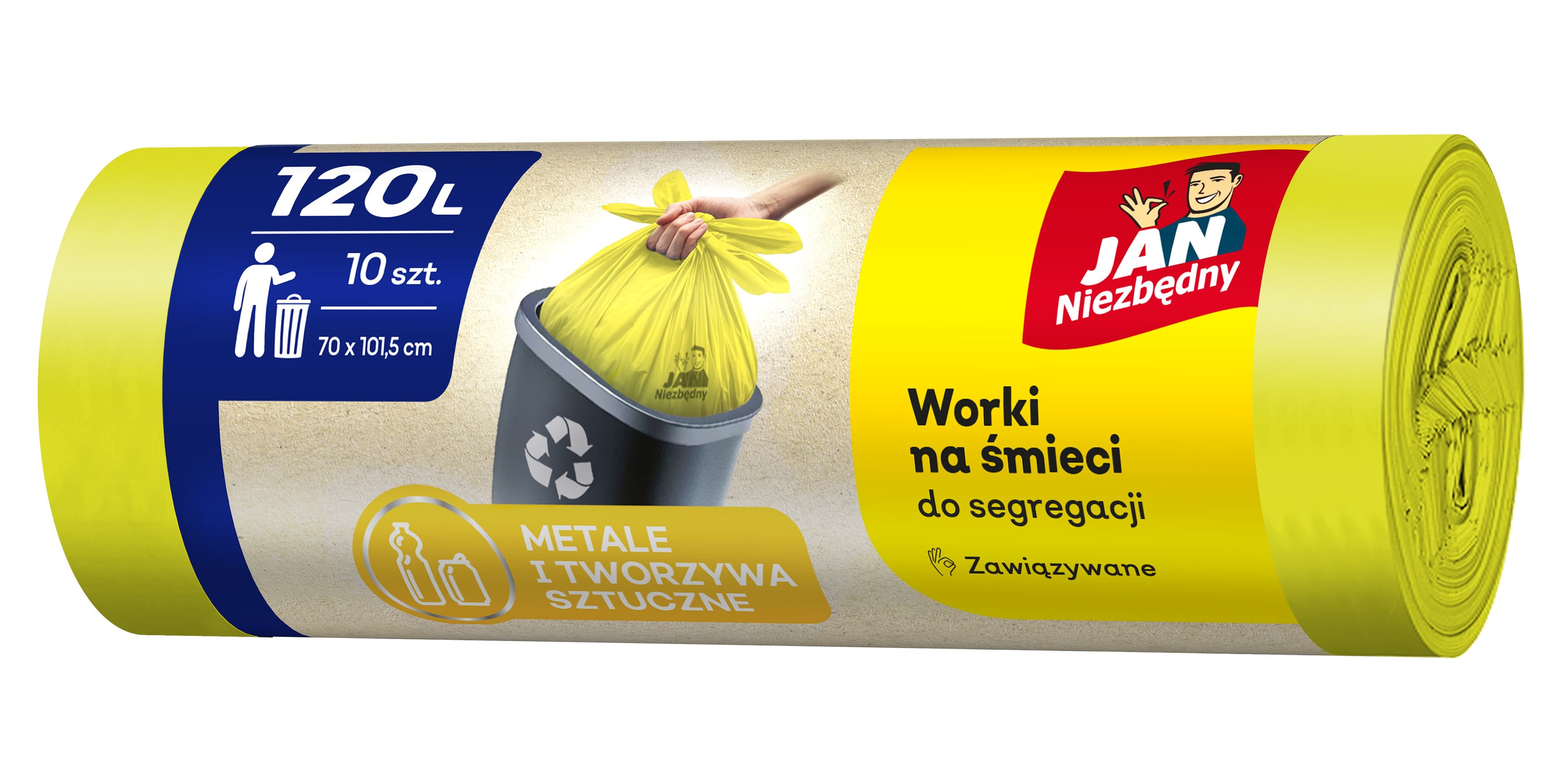 Wiązane worki na śmieci Jan Niezbędny 120L 10 szt.