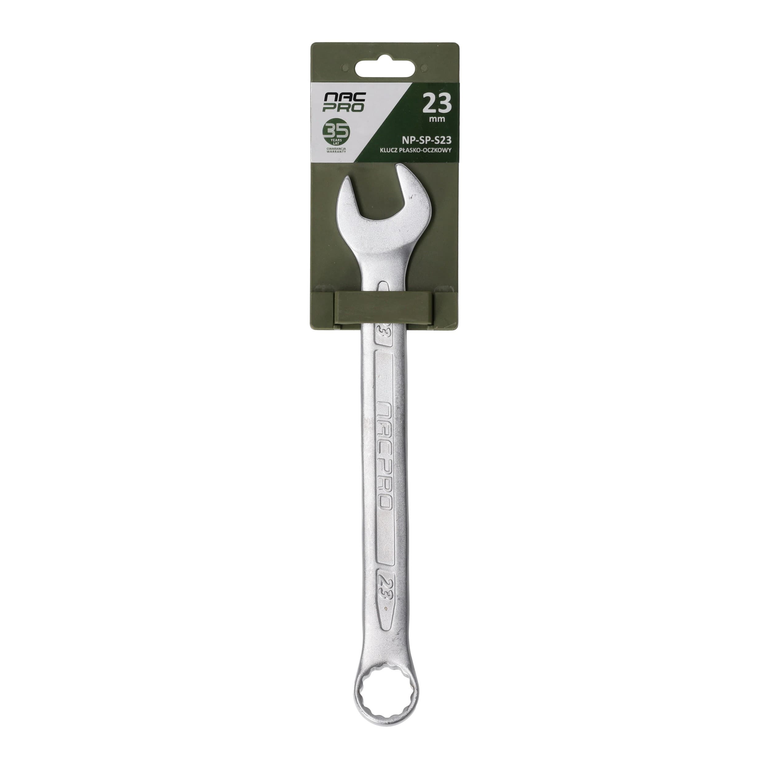 Klucz płasko-oczkowy ze stali chromowo-wanadowej 23 mm NAC PRO NP-SP-S23
