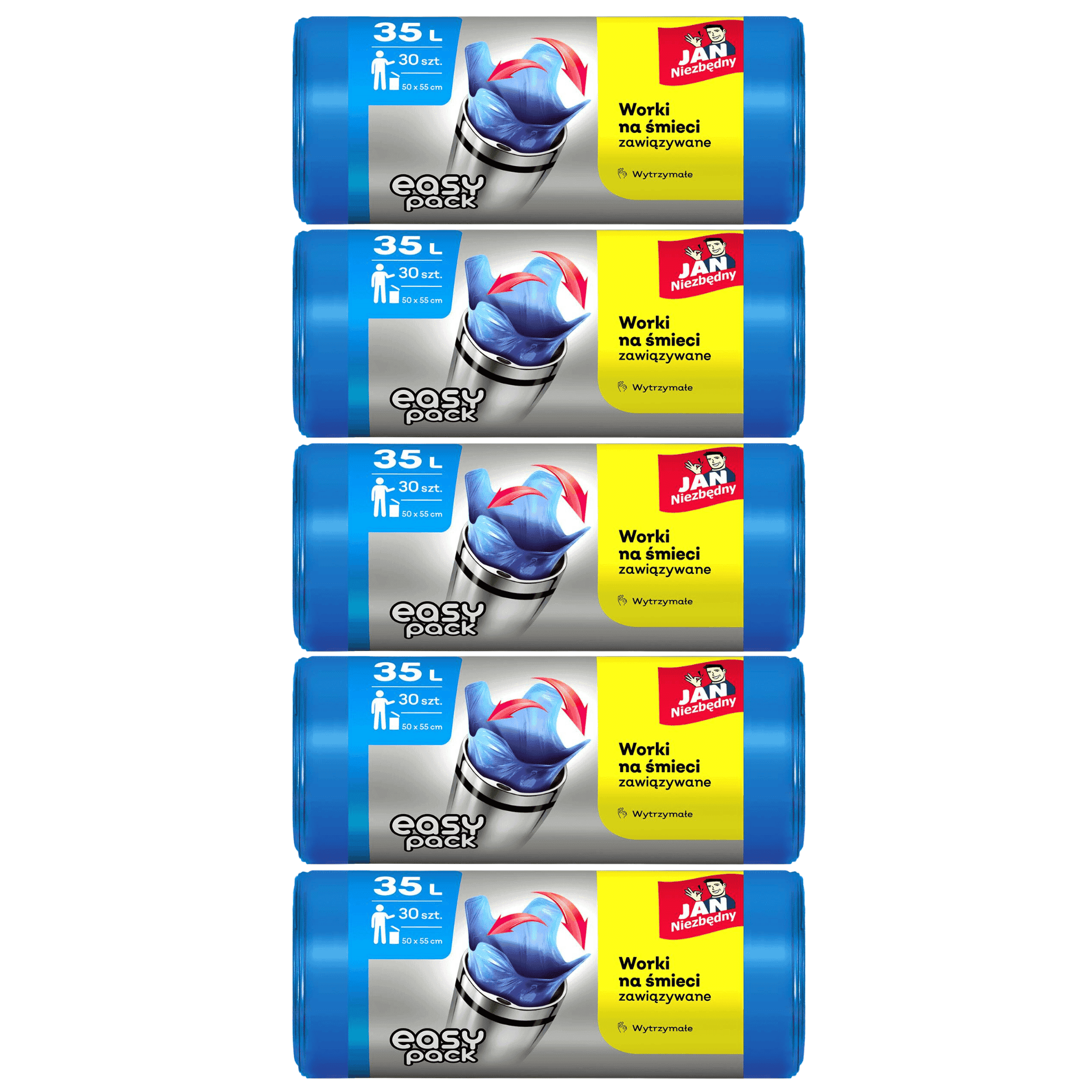 Worki zawiązywane do śmieci 35l - 5 rolek Jan Niezbędny Easy-Pack