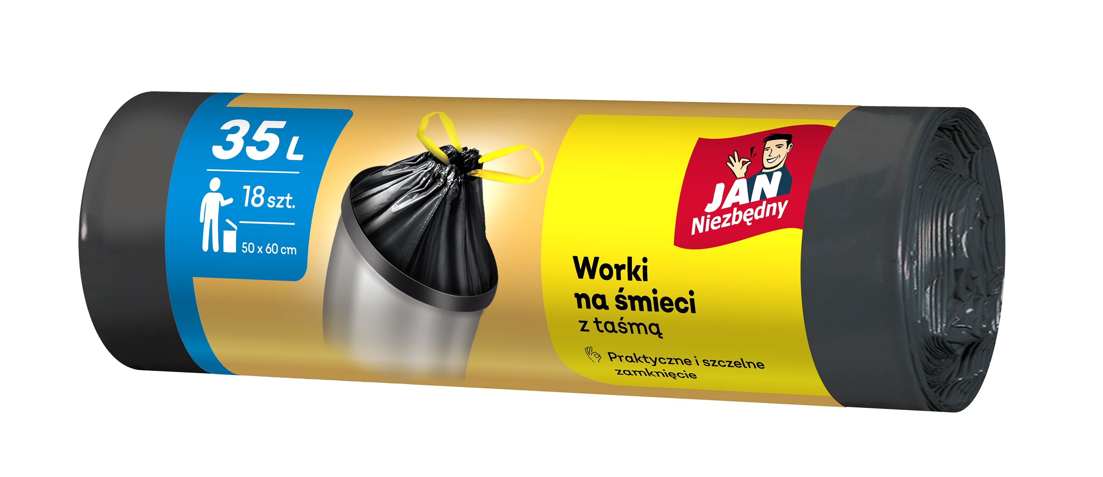 Worki na śmieci z taśmą Jan Niezbędny 35 l,18 sztuk